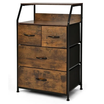 Costway 4 Drawer Dresser Tall Wide Storage Organizer Unit W/ Wooden Top Fabric Bins 11 Costway 4 Drawer Dresser Tall Wide Storage Organizer Unit W/ Wooden Top Fabric Bins - Image 9