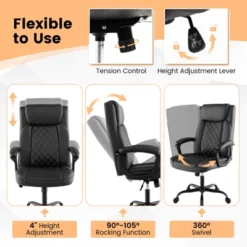 Costway Adjustable Office Desk Chair Ergonomic Executive Chair With Padded Headrest Armrest -Costway GUEST ecf57a4e 0054 4b53 bd32 6d8b0b2e3e99