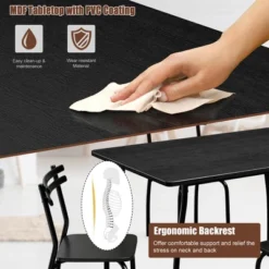Costway 5 Piece Dining Set Table 30.0" And 4 Chairs Home Kitchen Room Breakfast Furniture Black -Costway GUEST ed5fc252 fc39 478d 8345 99687a1a02a1