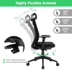 Costway High Back Mesh Office Chair Swivel Reclining Task Chair W/Clothes Hanger -Costway GUEST ed80ae31 b9d4 4609 be77 23da7863e2f7