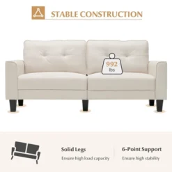 Costway Modern 79.5inch Fabric Loveseat Couch Living Room Sofa For Small Spaces Beige -Costway GUEST ed98f008 0e22 4ad4 aa00 48cde865d9be