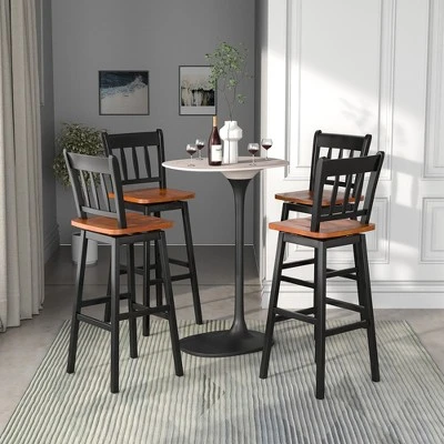 Costway Set Of 4 Swivel Bar Stools 30.5'' Pub Height Dining Bar Chairs CreamBlack 3 Costway Set Of 4 Swivel Bar Stools 30.5'' Pub Height Dining Bar Chairs CreamBlack