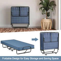Costway Folding Bed With Memory Foam Mattress Portable Rollaway Guest Cot Memory Foam Navy Made In Ital -Costway GUEST edeaa8ee f52f 4e96 bdc6 82eb80afc082