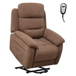 Costway Power Lift Recliner Chair Sofa For Elderly W/ Side Pocket & Remote Control GreyBrown -Costway GUEST ee0b428c 0c1f 49b1 8274 403af6cde708