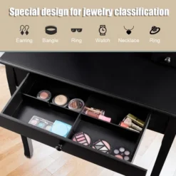 Costway Square Mirror Dressing Table Set Makeup Vanity For Bedroom, Living Room White/Black -Costway GUEST ee19c07a ee9c 43aa bf5a 3590ae44f382