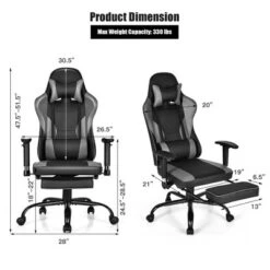 Costway Gaming Chair Racing High Back Office Chair W/ Footrest Black 12 Costway Gaming Chair Racing High Back Office Chair W/ Footrest Black -Costway GUEST ee1d9b08 d0ad 40ca 8798 38cec8498569
