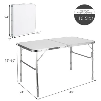 Costway 2PCS Folding Tables 8FT Height Adjustable Aluminum Picnic Table W/ Carrying Handle 4 Costway 2PCS Folding Tables 8FT Height Adjustable Aluminum Picnic Table W/ Carrying Handle - Image 2