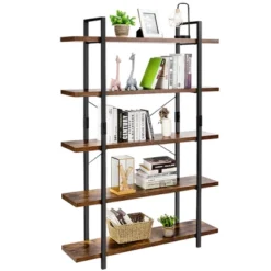 Costway 5-Tier Bookshelf Industrial Bookcase Open Storage Shelf Display Rack -Costway GUEST ee67ecdd 7f0d 4a42 93d7 5b4f883c9e09