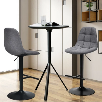 Costway Adjustable Bar Stools Swivel Counter Height Linen Chairs With Back Gray 5 Costway Adjustable Bar Stools Swivel Counter Height Linen Chairs With Back Gray - Image 3
