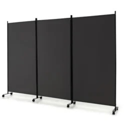 Costway 3-Panel Folding Room Divider 6Ft Rolling Privacy Screen WithLockable Wheels Black/Brown/Grey/White -Costway GUEST eea3a677 218a 4e36 9100 8491f32c2786