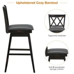Costway Set Of 2/4 Barstools Swivel Bar Height Chairs With Rubber Wood Legs Black/White -Costway GUEST eec69f87 0e69 4386 b301 6e0daebe91ac