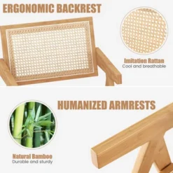 Costway Set Of 2 Rattan Accent Chairs Mid Century Dining Armchair Bamboo Frame Kitchen -Costway GUEST eed73fce 3cc5 4c10 8b72 4f36e249809d