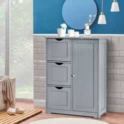 Costway Bathroom Floor Cabinet Side Storage Cabinet With 3 Drawers And 1 Cupboard Grey Black 20 Costway Bathroom Floor Cabinet Side Storage Cabinet With 3 Drawers And 1 Cupboard Grey Black -Costway GUEST eed8d65a b0f8 4e52 90a9 20336407b7d3