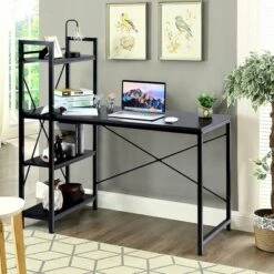 Costway 47.5" Computer Desk Writing Desk Study Table Workstation With 4-Tier Shelves Black -Costway GUEST eedcf883 7ae7 4eb6 bcf3 334ad96d9ce6