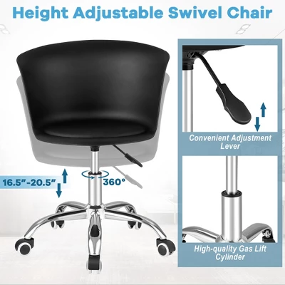 Costway Set Of 2 Adjustable Office Chair Armless Swivel Desk Chair PU Leather Seat Black/White 10 Costway Set Of 2 Adjustable Office Chair Armless Swivel Desk Chair PU Leather Seat Black/White - Image 8