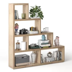 Costway 6 Cubes Ladder Shelf Freestanding Corner Bookshelf Storage Bookcase Display Rack -Costway GUEST ef00bd04 969a 4ee3 a4a3 902436e49a96