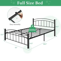 Costway Twin/Full/Queen Size Metal Bed Frame Platform Mattress Foundation With Headboard Footboard 16 Costway Twin/Full/Queen Size Metal Bed Frame Platform Mattress Foundation With Headboard Footboard -Costway GUEST ef094d55 be09 4bcd 9f69 720872c95953