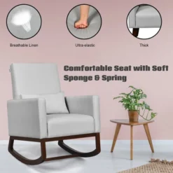 2-in-1 Fabric Upholstered Rocking Chair Nursery Armchair With Pillow Light Grey -Costway GUEST ef0ad4a0 c0dc 46e3 a4f6 3b0f8de7a2c8
