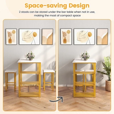 Costway 3PCS Bar Table Set Kitchen Counter Height Table 2 Stools Space Saving With Storage 10 Costway 3PCS Bar Table Set Kitchen Counter Height Table 2 Stools Space Saving With Storage - Image 8