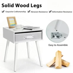 Costway Set Of 2 Mid-Century Nightstand End Accent Bedside Table W/ Drawer Rustic WhiteBrown 18 Costway Set Of 2 Mid-Century Nightstand End Accent Bedside Table W/ Drawer Rustic WhiteBrown -Costway GUEST ef77c134 3d38 4987 ac50 6cfc6b30857d