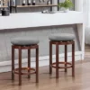 Costway Set Of 2 Upholstered Swivel Round Bar Stools 26'' Wooden Pub Kitchen Chairs Gray -Costway GUEST ef821b72 be80 4e06 bd51 ee6dbe554ca1