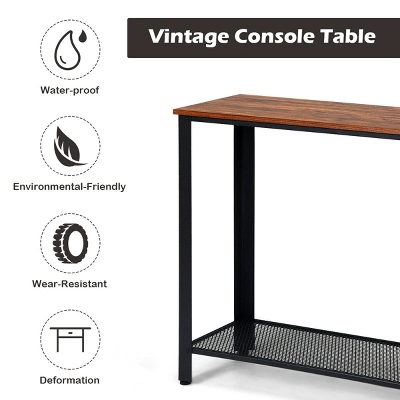 Costway Console Sofa Table W/ Storage Shelf Metal Frame Wood Look Entryway Table SilverBlack 7 Costway Console Sofa Table W/ Storage Shelf Metal Frame Wood Look Entryway Table SilverBlack - Image 5