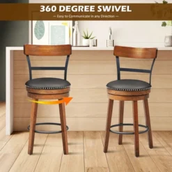 Costway Set Of 2/4 BarStool 25.5'' Swivel Counter Height Dining Chair With Rubber Wood Legs -Costway GUEST efc4e83d 81de 4eb2 9e84 793edfc1b4da