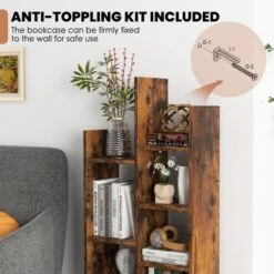 Costway Industrial Bookshelf Rustic Wooden Shelf Organizer With Non-woven Fabric Drawer -Costway GUEST efc7e38d 32f6 4052 a20b c578a431c3dd