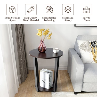 Costway Set Of 2 Nightstand Industrial End Table Sofa Side Table Shelf 9 Costway Set Of 2 Nightstand Industrial End Table Sofa Side Table Shelf - Image 7