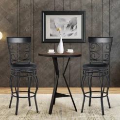 Costway Set Of 2/4 Vintage Swivel Bar Stools 30'' Bistro Upholstered Dining Chairs Black -Costway GUEST efca02e9 7ce2 4c4a 8ec3 df92bc4d3410