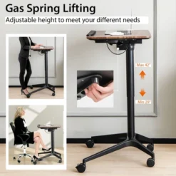 Costway Pneumatic Standing Desk Tilting Adjustable Laptop Cart Mobile Podium Cup Holder -Costway GUEST efd3ec7d 871c 4454 ad61 7a10230e663e