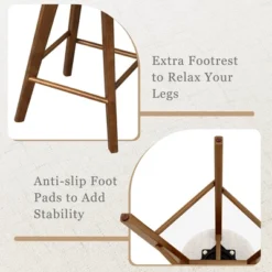 Costway Set Of 2 Swivel Bar Stools Upholstered Counter Height Chairs With Rubber Wood Legs -Costway GUEST efd72d95 43ea 4ded afe6 dcb0f57ca53a