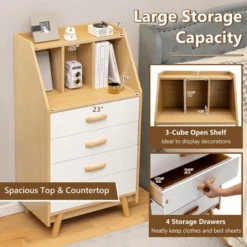 Costway 3-Cube Chest Of Drawers Storage Organizer 4-Drawer Dresser With Countertop -Costway GUEST efdfc480 f883 4850 9078 ded0af550ff1