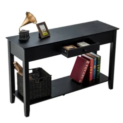 Costway Console Table With Drawer Shelf 2 Tier Sofa Side Accent Table Black -Costway GUEST efe27626 c664 41c9 aa4b 6ec531773735