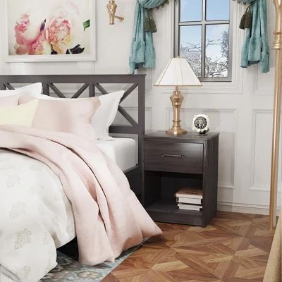 Costway Nightstand With Drawer Storage Shelf Wooden End Side Table Bedroom Brown / Black / Natural 6 Costway Nightstand With Drawer Storage Shelf Wooden End Side Table Bedroom Brown / Black / Natural - Image 4