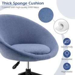 Costway Adjustable Swivel Accent Chair Linen Office Chair Round Back Vanity Chair GreyBlueGreen 17 Costway Adjustable Swivel Accent Chair Linen Office Chair Round Back Vanity Chair GreyBlueGreen -Costway GUEST f021caa2 1d9c 419a a0b9 da6add0514a2