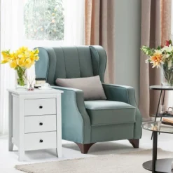 2PCS Nightstand End Beside Table Drawers Modern Storage Bedroom Furniture White -Costway GUEST f03570a9 59c2 4181 b706 56c8032ac016