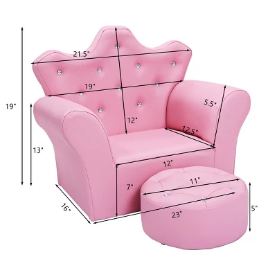 Costway Pink Kids Sofa Armrest Chair Couch Children Toddler Birthday Gift W/ Ottoman 8 Costway Pink Kids Sofa Armrest Chair Couch Children Toddler Birthday Gift W/ Ottoman - Image 6