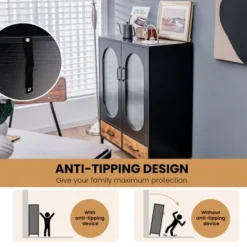 Costway Kitchen Storage Cabinet Freestanding Buffet Sideboard W/ 2 Glass Doors & Drawers -Costway GUEST f0a0d8eb 7d96 40e3 aba9 3a8a777ae3ab