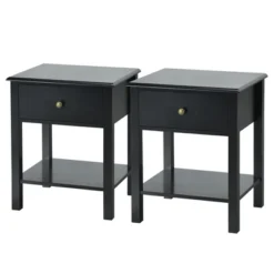 Costway 2PCS End Table Nightstand Storage Display Drawer Shelf Beside Table WhiteBlack -Costway GUEST f11c71ca 8955 46fd 89da 7e1aca7cafcf