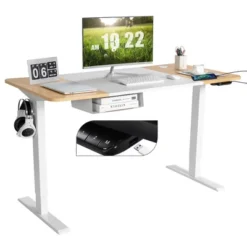 55''x28'' Electric Standing Desk Adjustable Sit To Stand Table W/USB Port WhiteNatural -Costway GUEST f14402f0 8e9e 41e3 a52b 95a4b8d70ddc