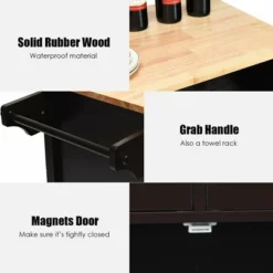 Costway Modern Rolling Kitchen Island Cart Wood Top Storage Trolley With Storage Drawers -Costway GUEST f147e10e fb6b 4484 9444 63f8c7ed0270 1