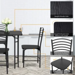 5 Pcs Modern Dining Table Set 4 Chairs Steel Frame Home Kitchen Furniture Black -Costway GUEST f14c0efe 5d72 4c19 9462 b60f7c1049de