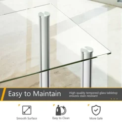 Costway 5 Piece Dining Set Table 29.6'' And 4 Chairs Glass Metal Kitchen Breakfast Furniture White 13 Costway 5 Piece Dining Set Table 29.6'' And 4 Chairs Glass Metal Kitchen Breakfast Furniture White -Costway GUEST f159f245 cf94 409c ae7b e821e8c79123