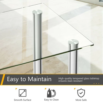 Costway 5 Piece Dining Set Table 29.6'' And 4 Chairs Glass Metal Kitchen Breakfast Furniture White 7 Costway 5 Piece Dining Set Table 29.6'' And 4 Chairs Glass Metal Kitchen Breakfast Furniture White - Image 5