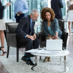 Costway Set Of 2 PU Leather Guest Chairs Reception Side Arm Chairs Upholstered Wood Leg -Costway GUEST f1636f8d 1d6f 4b2d b478 a53fbce5c93c