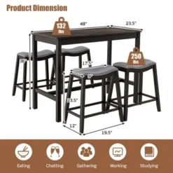 Costway 5PCS Bar Table Set Counter Height Table & Upholstered Saddle Stools Set For 4 14 Costway 5PCS Bar Table Set Counter Height Table & Upholstered Saddle Stools Set For 4 -Costway GUEST f16acdce a4ec 4f6e 906e 21c2e6ad60ba