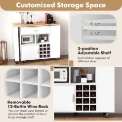 Costway Reversible Folding Kitchen Island Cart Utility Storage Trolley Wine Rack Shelves -Costway GUEST f18b650d b967 40e5 aec0 f93a4490be33