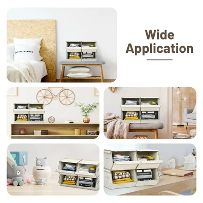 Costway Stackable Large Bins Cubes W/Lids Storage Organizers W/Linen&Oxford Fabric 4 Sets 7 Costway Stackable Large Bins Cubes W/Lids Storage Organizers W/Linen&Oxford Fabric 4 Sets - Image 5