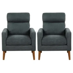 Costway Accent Arm Chair Modern Lint Fabric Sofa Chair W/Solid Wood Legs For Living Room -Costway GUEST f1a620e4 3103 4cfc b572 f9b8dc198355